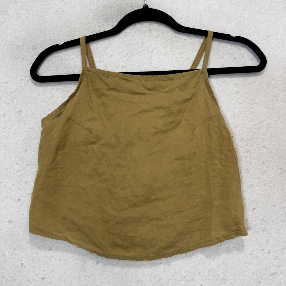 PAWO Tank Top Womens OneSize Brown Rayon Square Neck Tie Back Camisole Casual